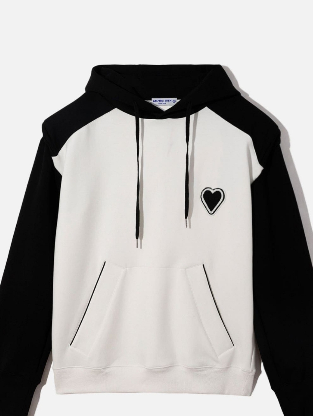 Aelfric Eden Black and White Heart Patch Raglan Hoodie